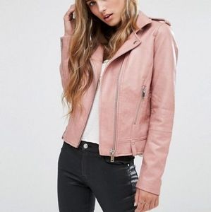 Pink MNG faux leather jacket size 0